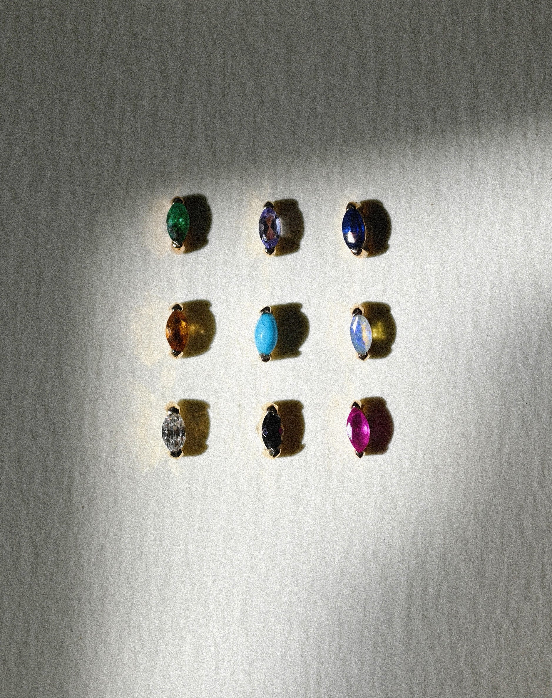 Mini Claw Set Marquise Gemstone Studs