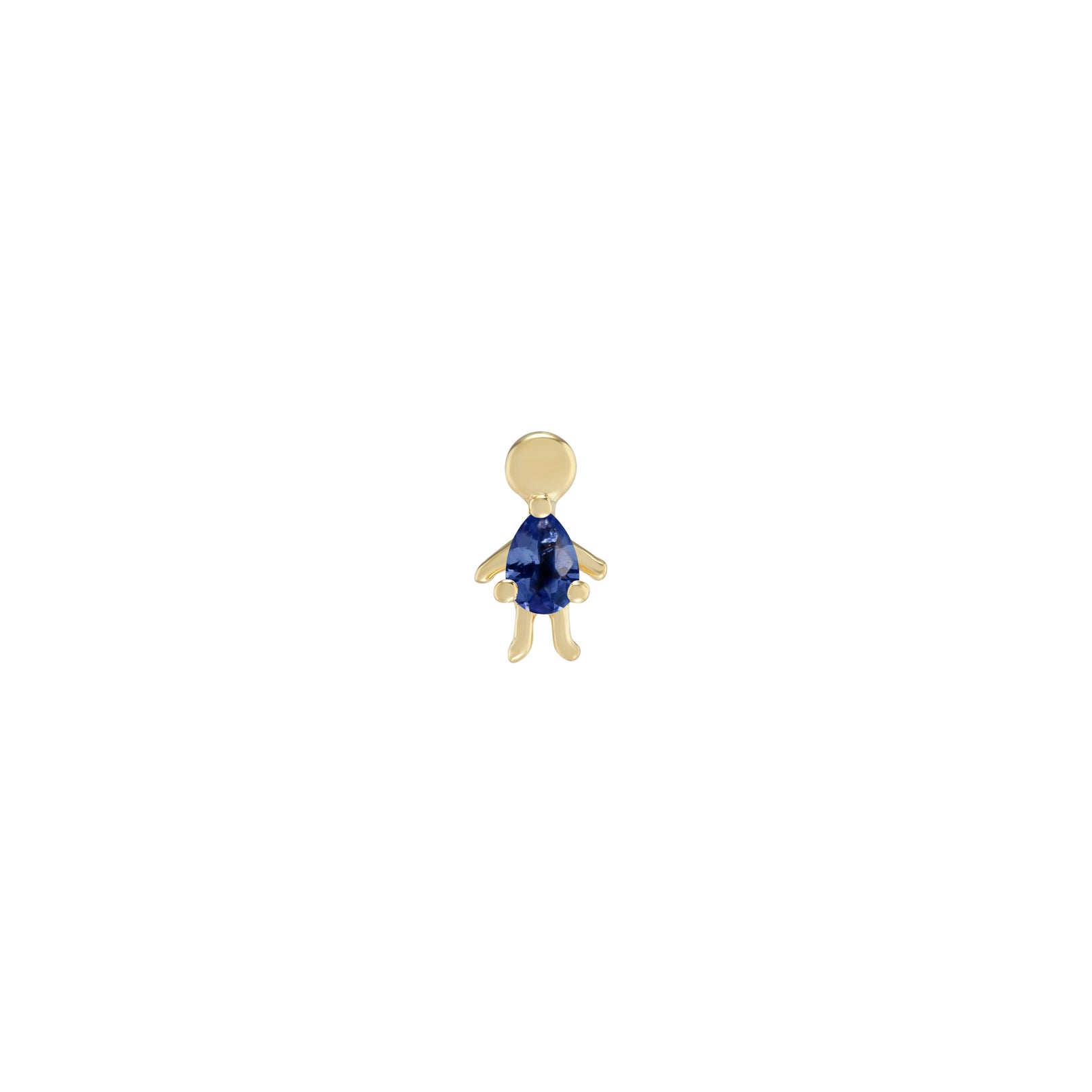 mini moi pear blue sapphire stud