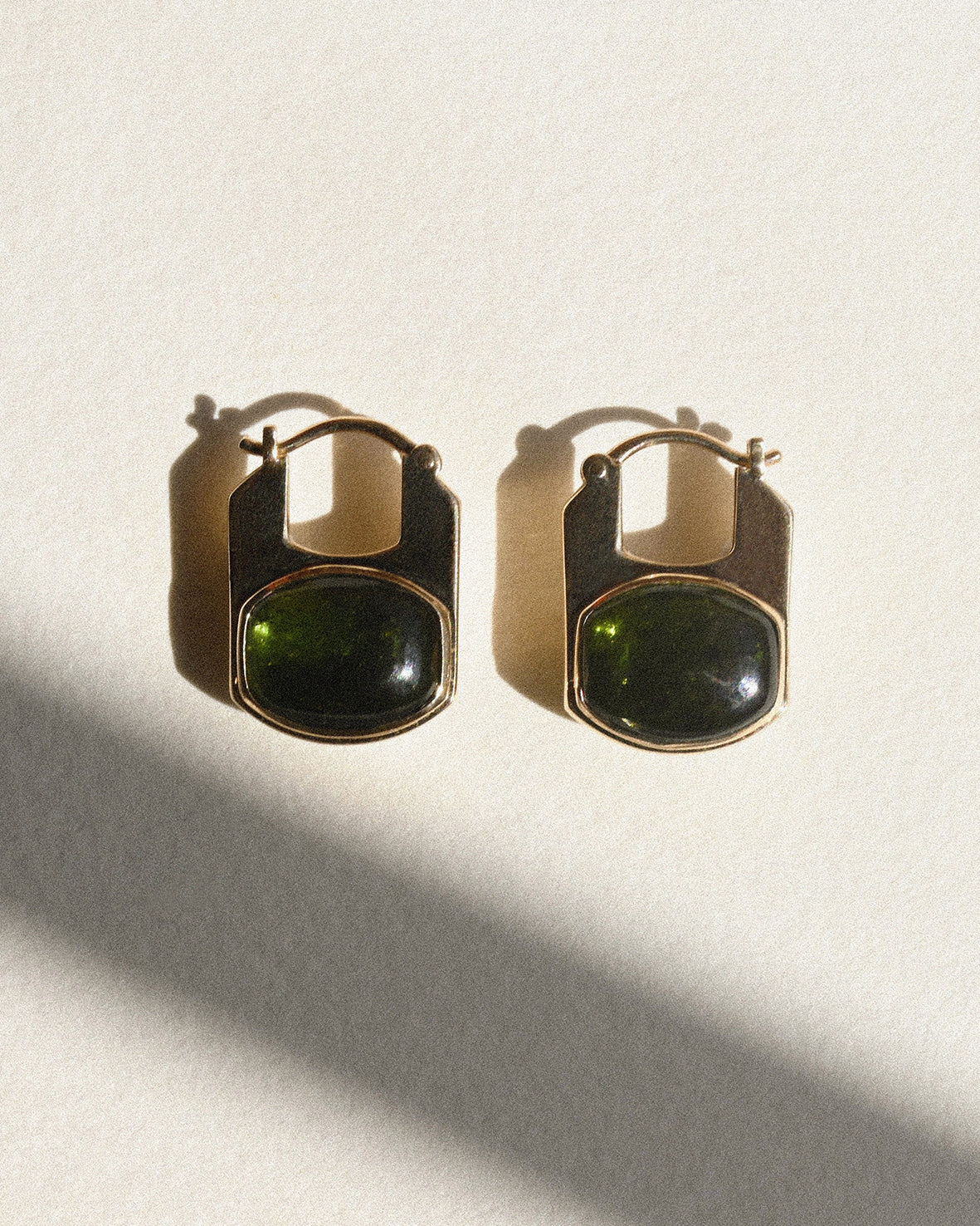 Rondelle Green Tourmaline Statement Huggie