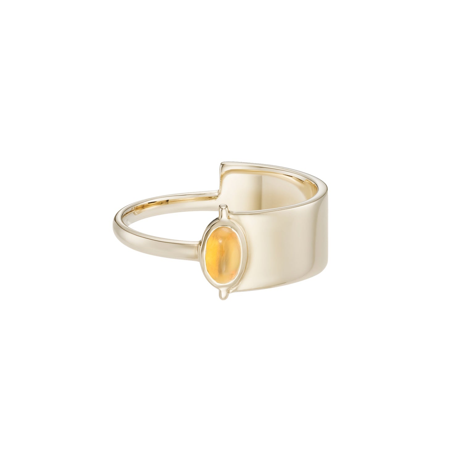 Rondelle Yellow Citrine Wide Ring