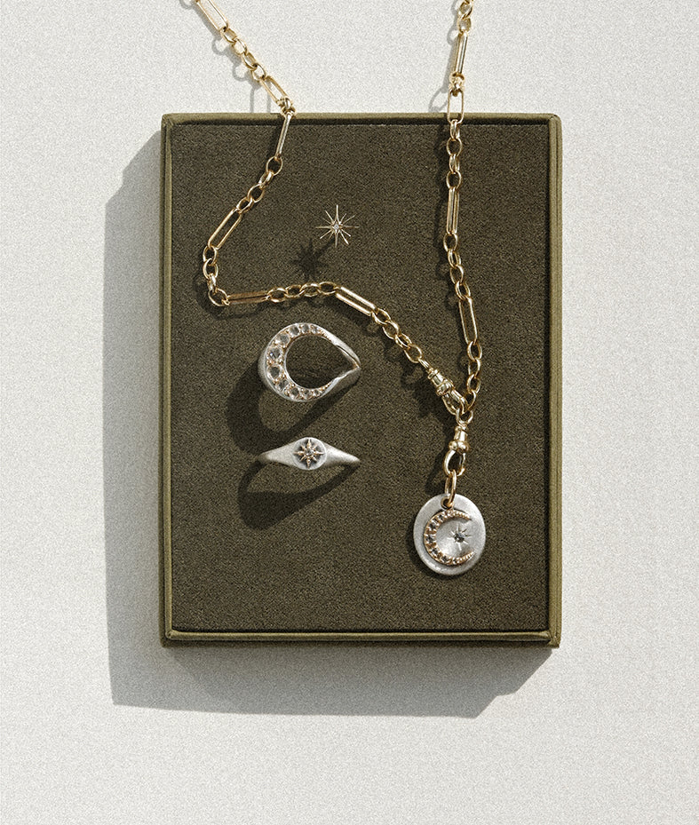 Mini Polaris Diamond Crescent Ring