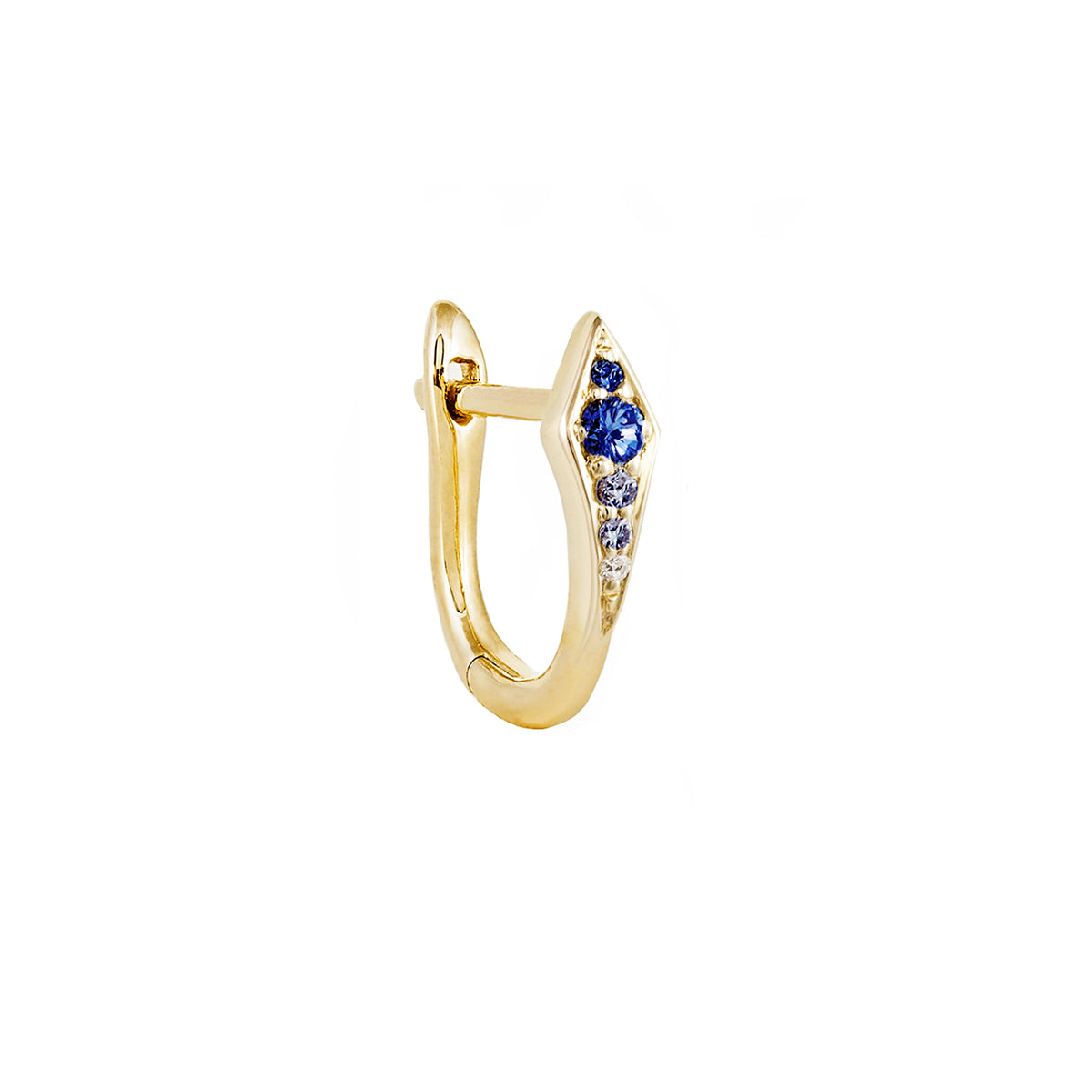 Metier by Tomfoolery gold huggie hoop with sapphires