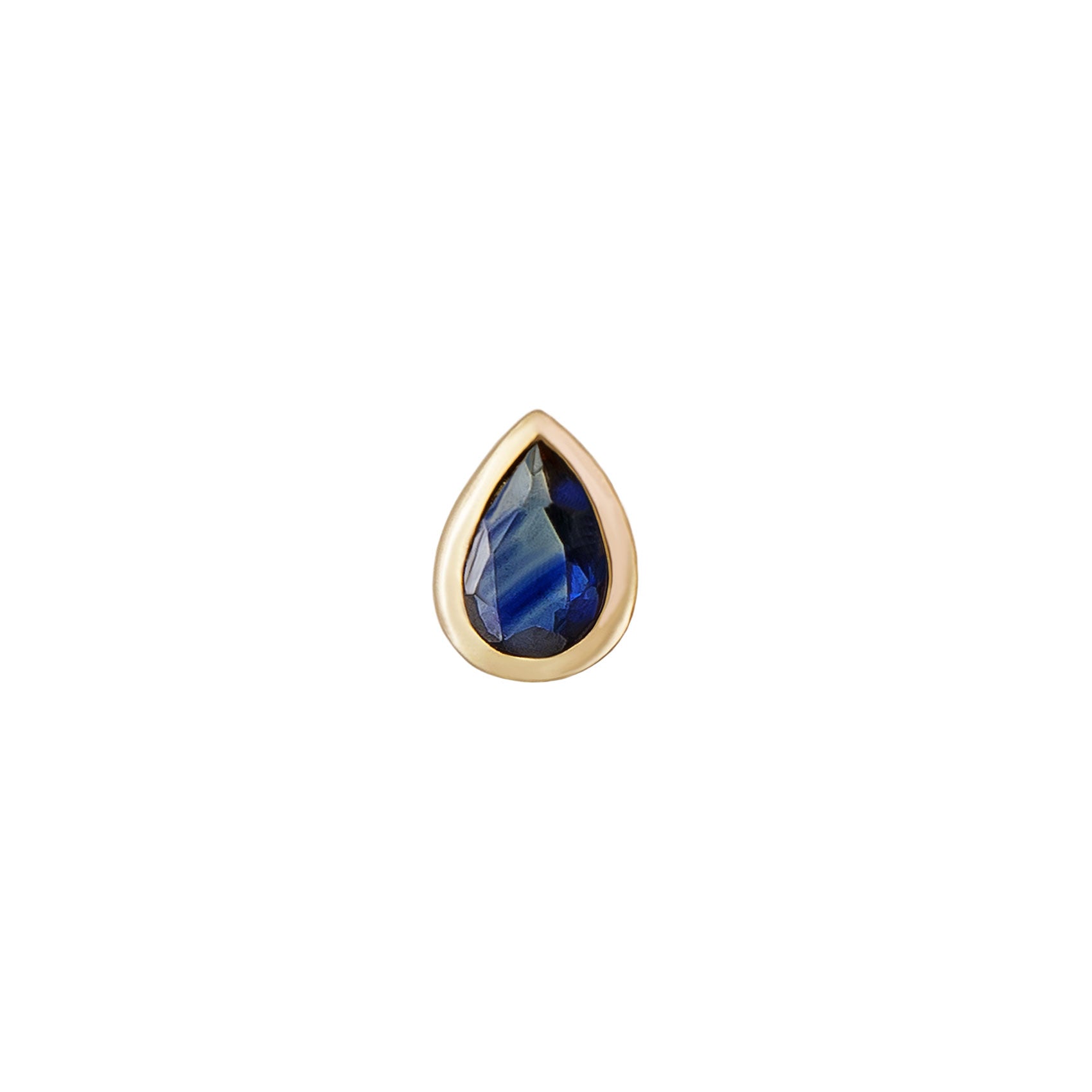 Métier by tomfoolery mini bezel set pear gemstone stud  blue sapphire