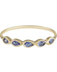 Metier by tomfoolery 5 Stone Tanzanite Ring in 9ct yellow gold with pear cut tanzanites