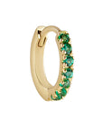Metier by tomfoolery Original Pave Gemstone Huggies. 9ct Yellow Gold with Emerald