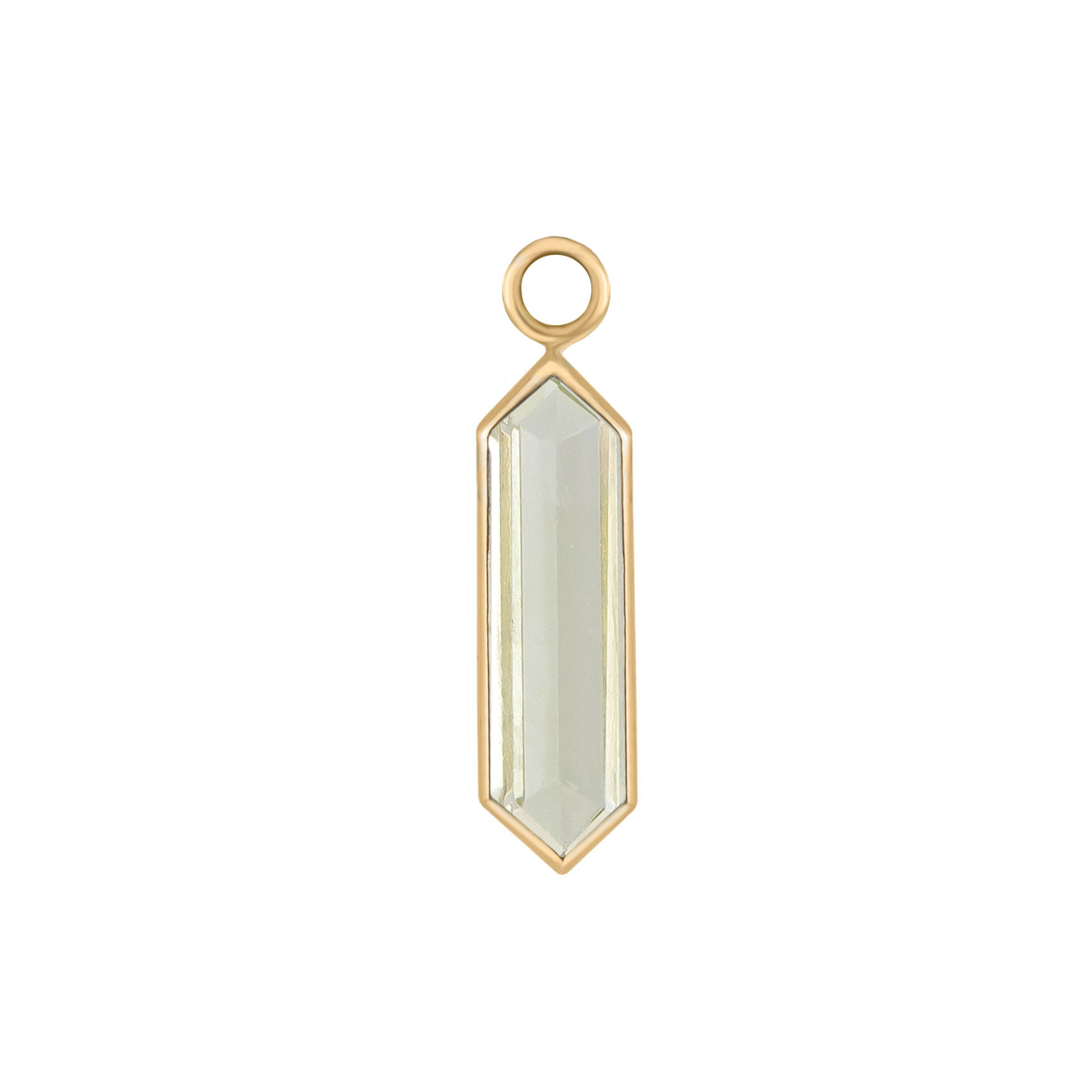 metier by tomfoolery 9ct yellow gold and green amethyst hexa plaques.