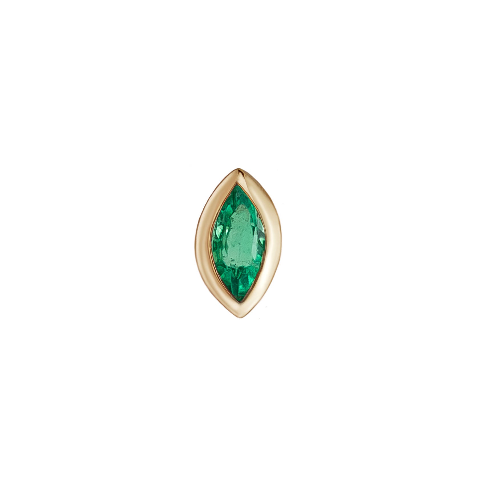 Metier by tomfoolery Mini Bezel Set Marquise Gemstone Studs 9ct YEllow Gold Emerald