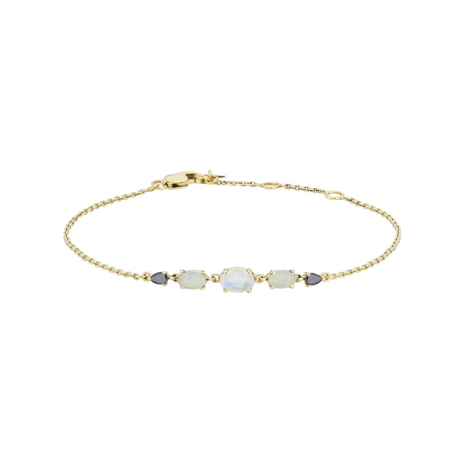 metier by tomfoolery:Multi Gemstone Claw Set Bracelet Moonstone, Opal & Black Diamond