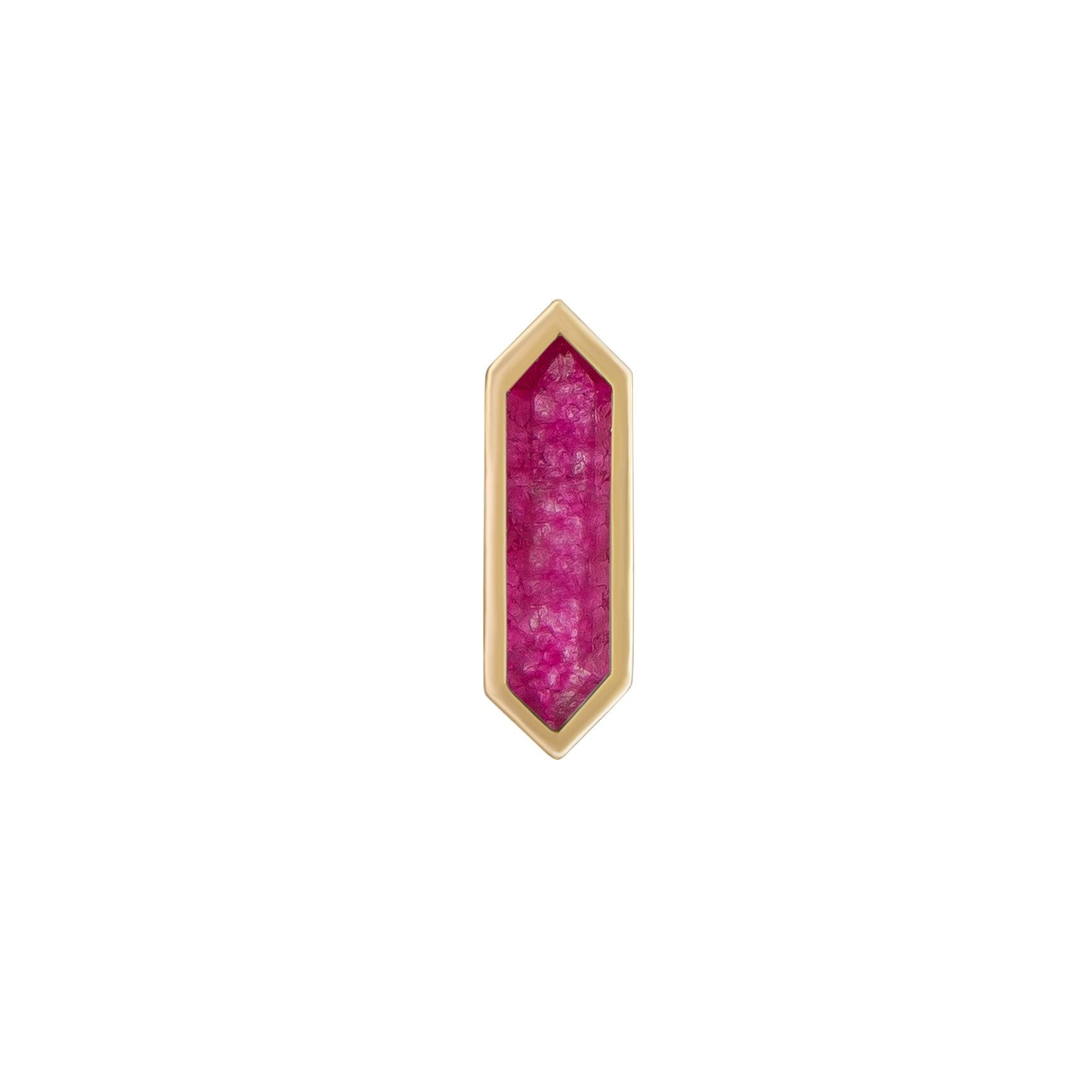 Metier by tomfoolery mini hexa stud 9ct yellow gold and ruby quartz