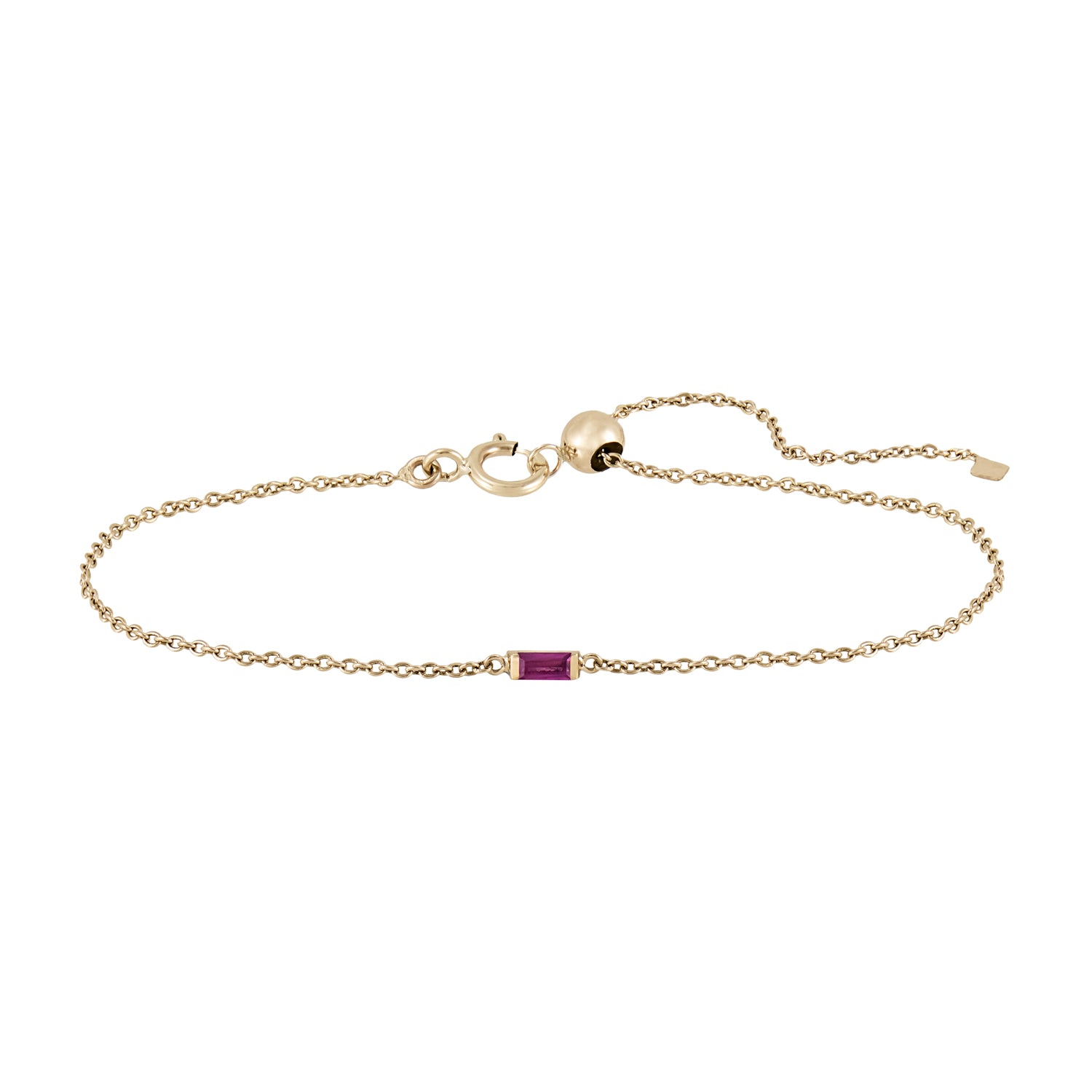 Metier by tomfoolery 9ct Yellow gold Baguette Gemstone Adjustable Bracelet Ruby