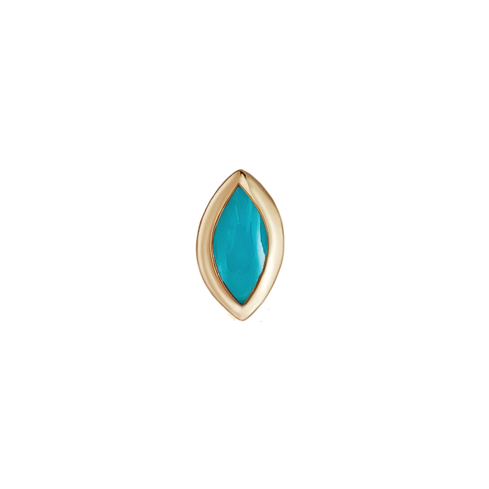Metier by tomfoolery Mini Bezel Set Marquise Gemstone Studs 9ct Yellow Gold Turquoise
