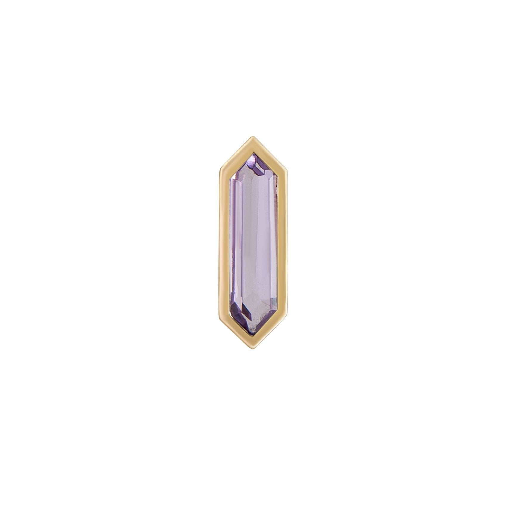 Metier by tomfoolery mini hexa stud 9ct yellow gold and purple amethyst