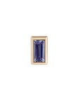 Metier by tomfoolery mini bezel set baguette gemstone studs 9ct yellow gold and tanzanite
