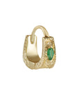 Métier by tomfoolery Dala Detail Textured Gemstone Huggie 9ct yellow gold emerald