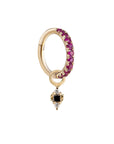Métier by tomfoolery Ruby Hexa and Dala Ear Story. 9ct Yellow Gold. White and Black Diamonds. Rubies.