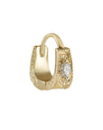 Métier by tomfoolery Dala Detail Textured Gemstone Huggie 9ct yellow gold white diamond