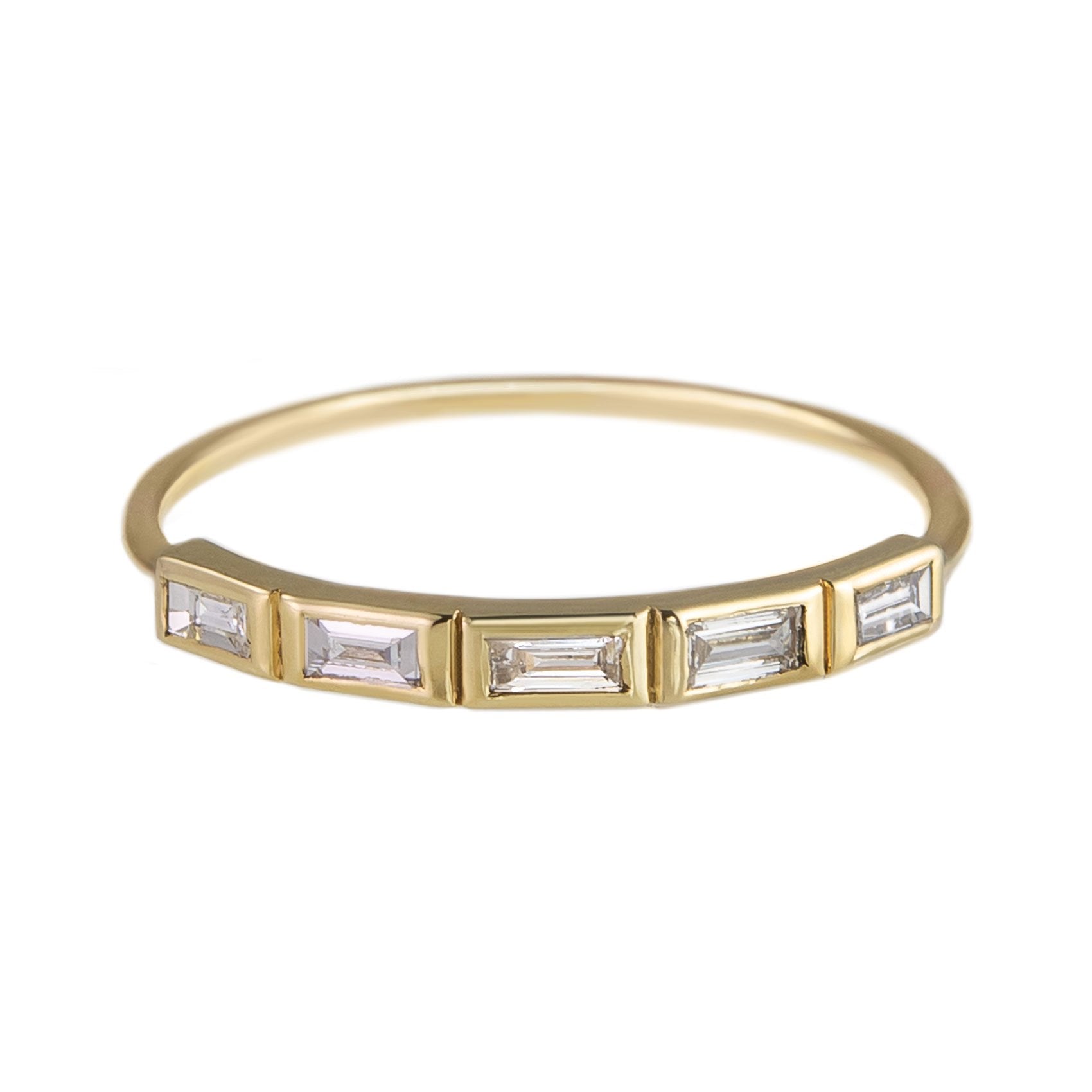 Metier by tomfoolery 5 Stone White Diamond Ring in 9ct Yellow Gold with Baguette Diamonds
