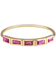 Métier by tomfoolery Ruby Five Stone Ring in 9ct Yellow Gold