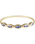 Metier by tomfoolery 5 Stone Tanzanite Ring in 9ct yellow gold with marquise cut tanzanites