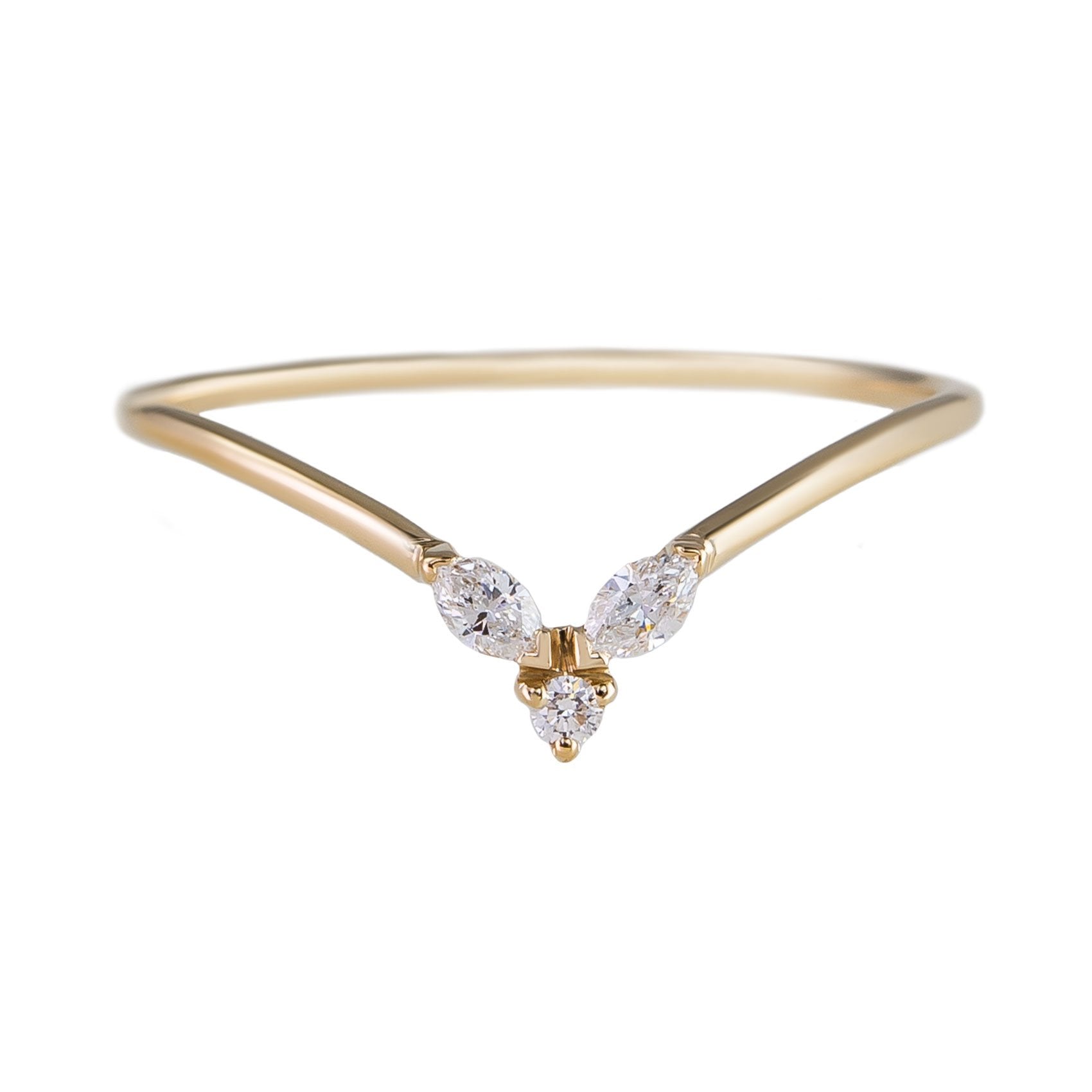 Metier by tomfoolery Marquise Halo Stacking Ring. 9ct Yellow Gold and White Diamond.