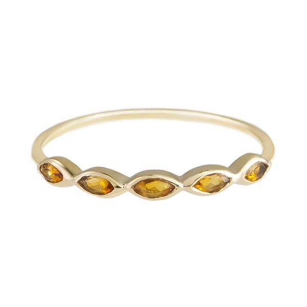 Five Stone Citrine Ring 9ct Yellow Gold with Marquise Cut Citrines