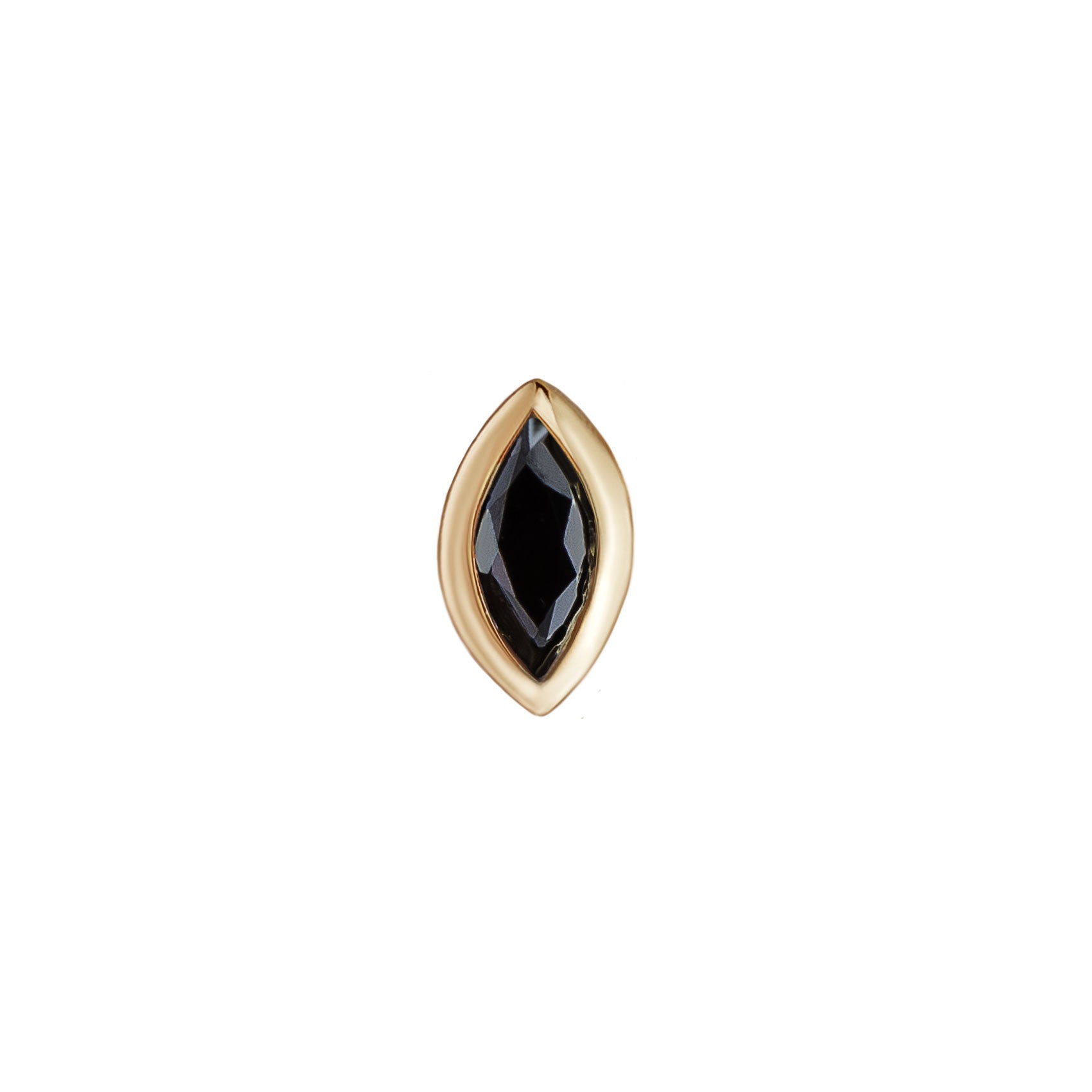 Metier by tomfoolery Mini Bezel Set Marquise Gemstone Studs 9ct Yellow Gold Black Diamond