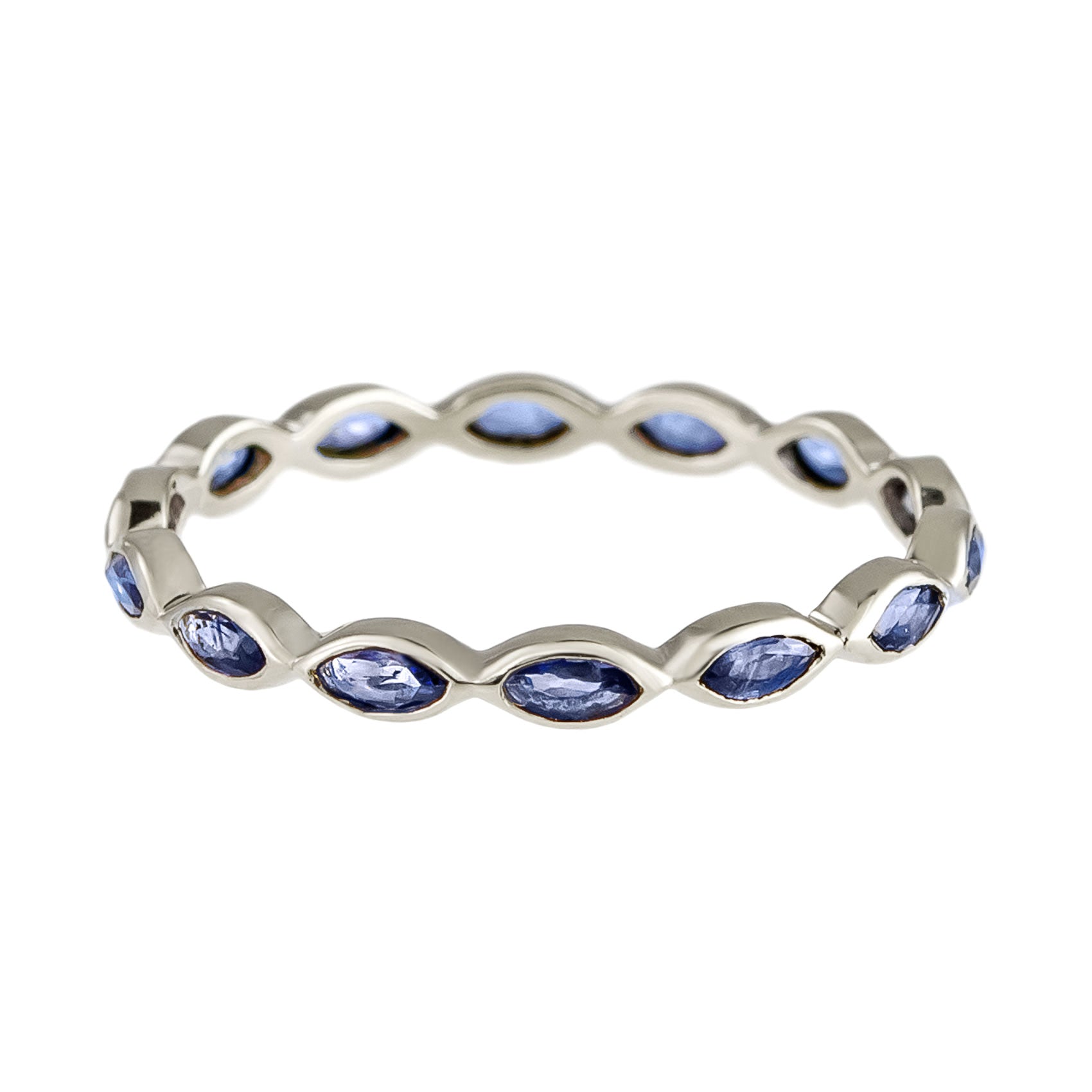 Metier by tomfoolery 9ct White Gold Blue Sapphire Full Eternity Rings. Marquise Cut.