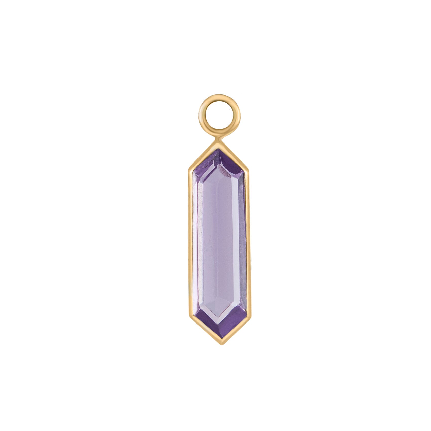 metier by tomfoolery 9ct yellow gold and purple amethyst hexa plaques.