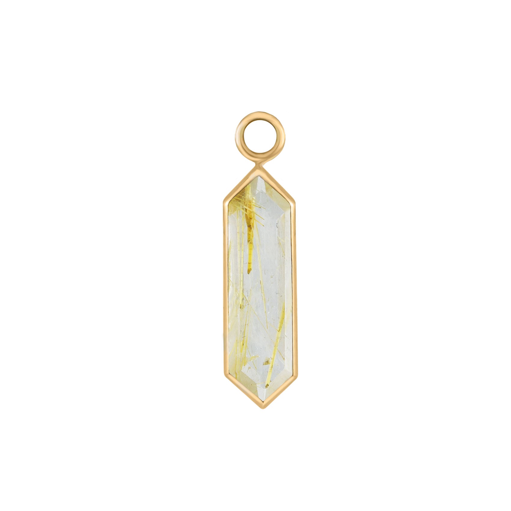 metier by tomfoolery 9ct yellow gold and rutilated quartz hexa plaques.