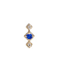 Métier by tomfoolery Three Stone Petite Stud - 9ct yellow gold blue sapphire white diamond