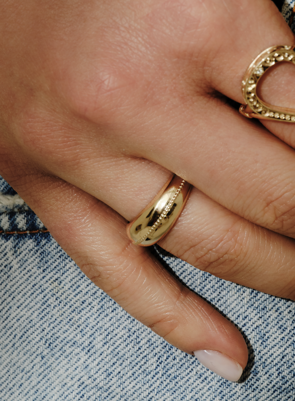 metier by tomfoolery: 8mm Dôme Milgrain Centred Ring