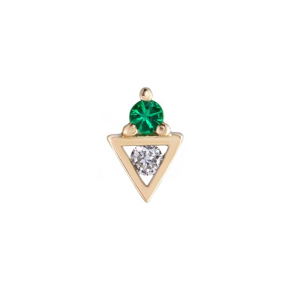 Métier by tomfoolery Az Tri Studs. White Diamond, Emerald.