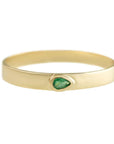 Metier by tomfoolery Emerald Flat Stacking Bands 9ct Yellow Gold Pear Cut Emerald
