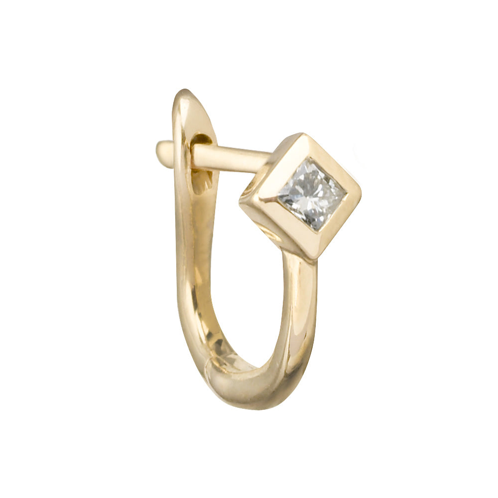 metier by tomfoolery princess cut huggies 9ct yellow gold and white diamond