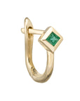 metier by tomfoolery princess cut huggies 9ct yellow gold and emerald