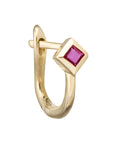 metier by tomfoolery princess cut huggies 9ct yellow gold and ruby