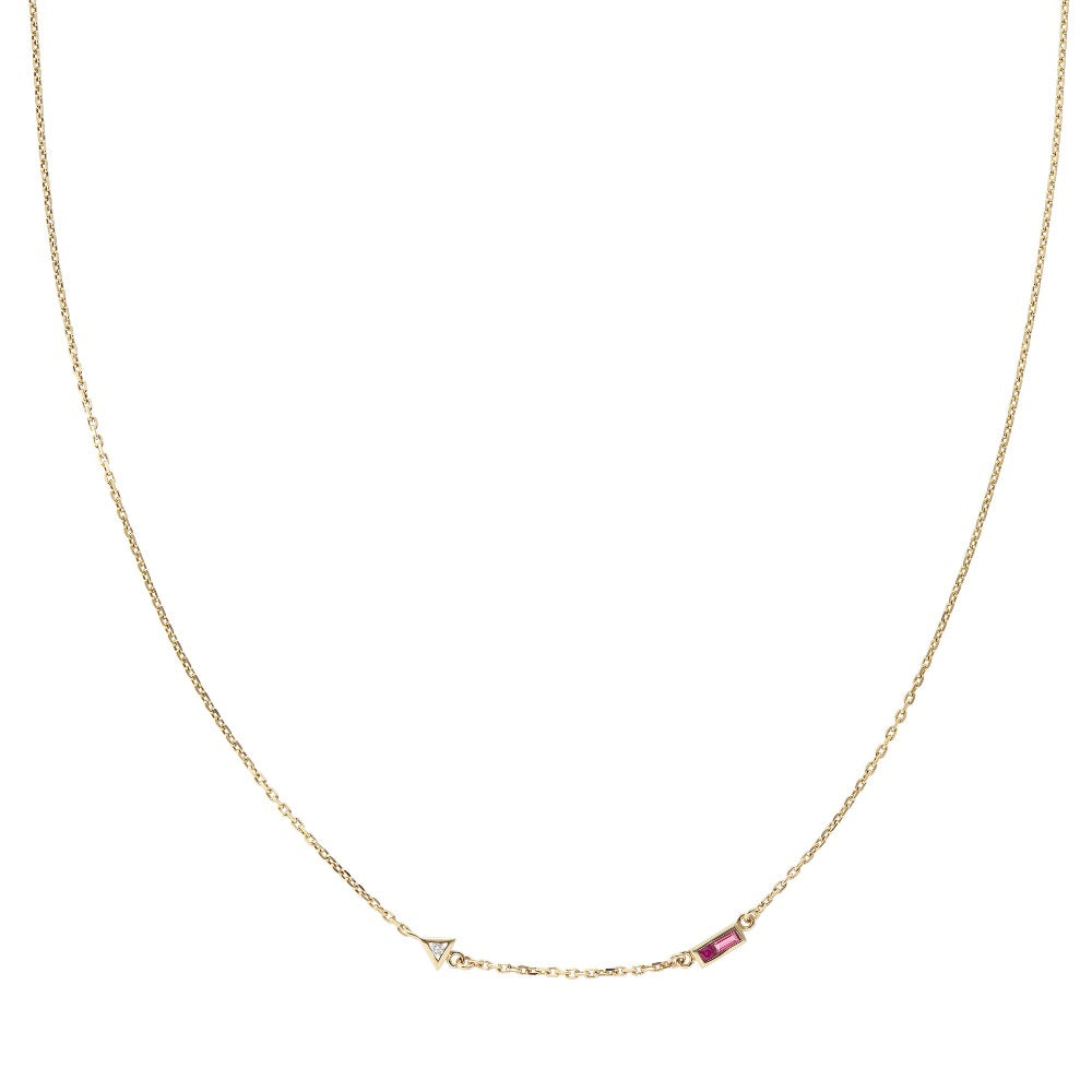 metier by tomfoolery: Mini Az Split Necklace ruby tourmaline and diamond