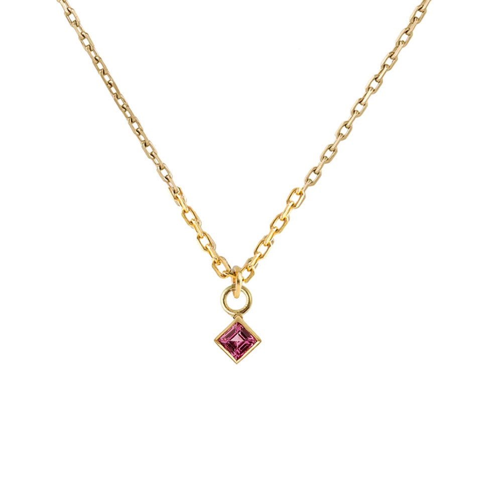 Métier by tomfoolery Heavy Diamond Cut Necklace with Princess Rhodolite Garnet Plaque