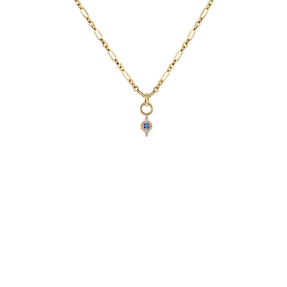Metier by tomfoolery Roma Necklace with Dala 3 Blue Sapphire and white diamond pendant