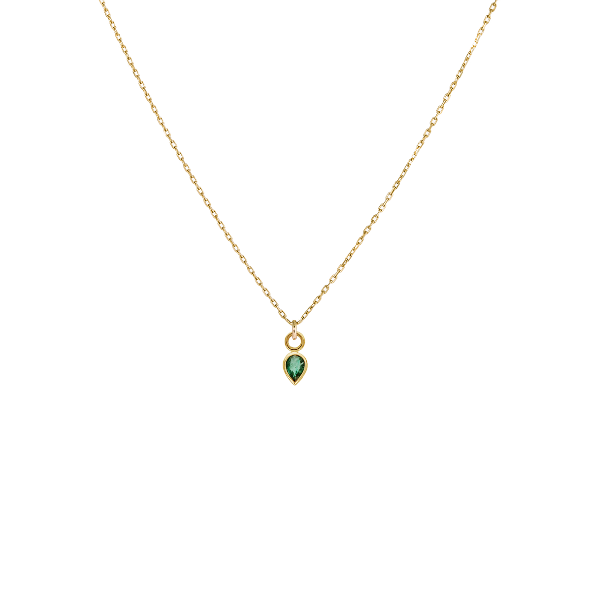 Métier by tomfoolery Diamond Cut Light Chain with Emerald Pear Cut Plaque