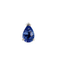 Metier by tomfoolery mini claw set pear gemstone studs 9ct white gold and blue sapphire