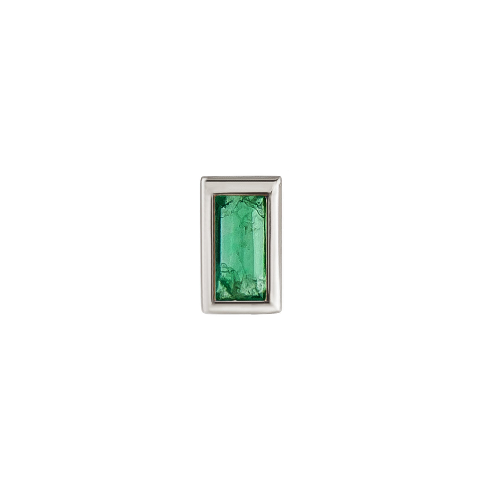Metier by tomfoolery white gold baguette gemstone stud emerald