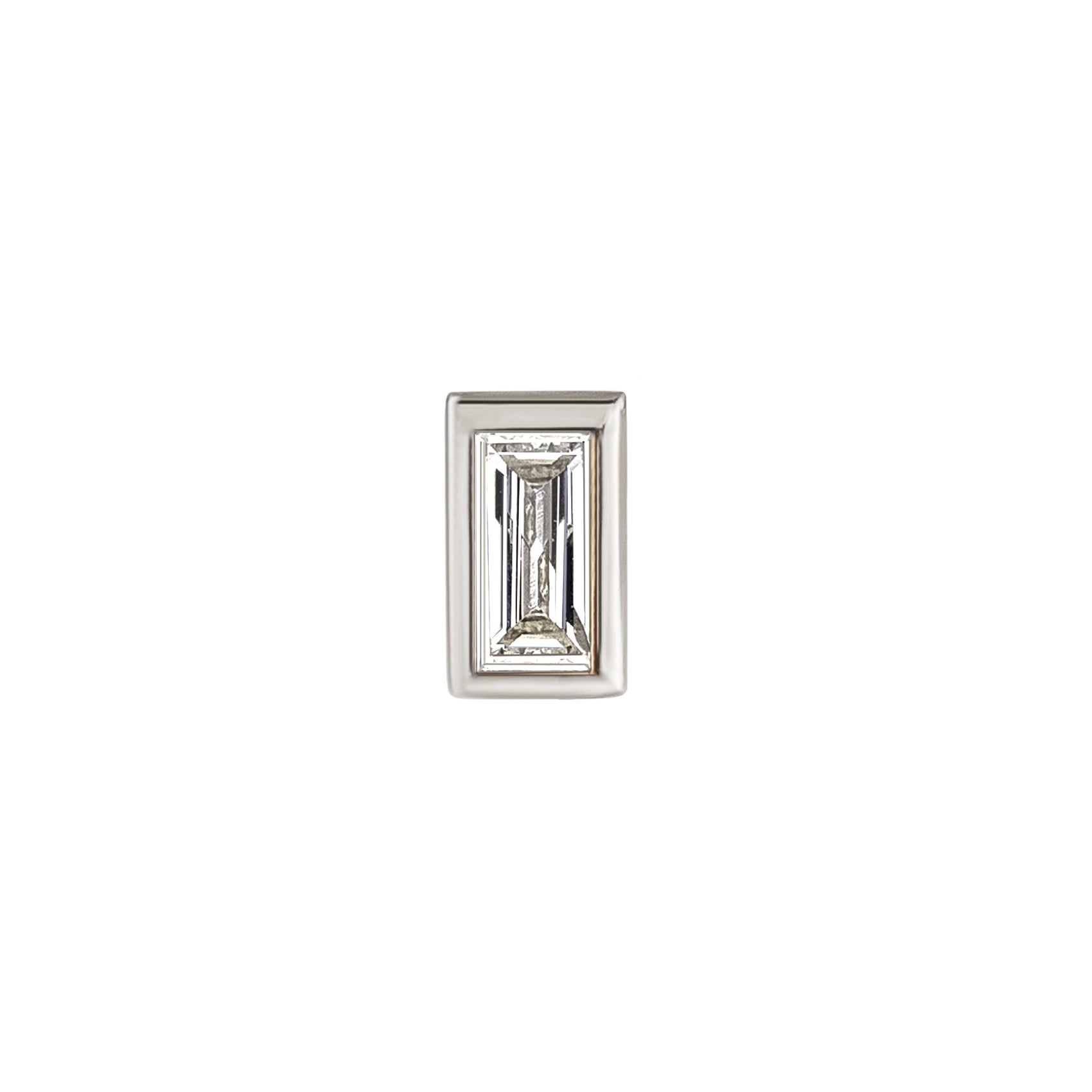 Metier by tomfoolery white gold baguette gemstone stud white diamond