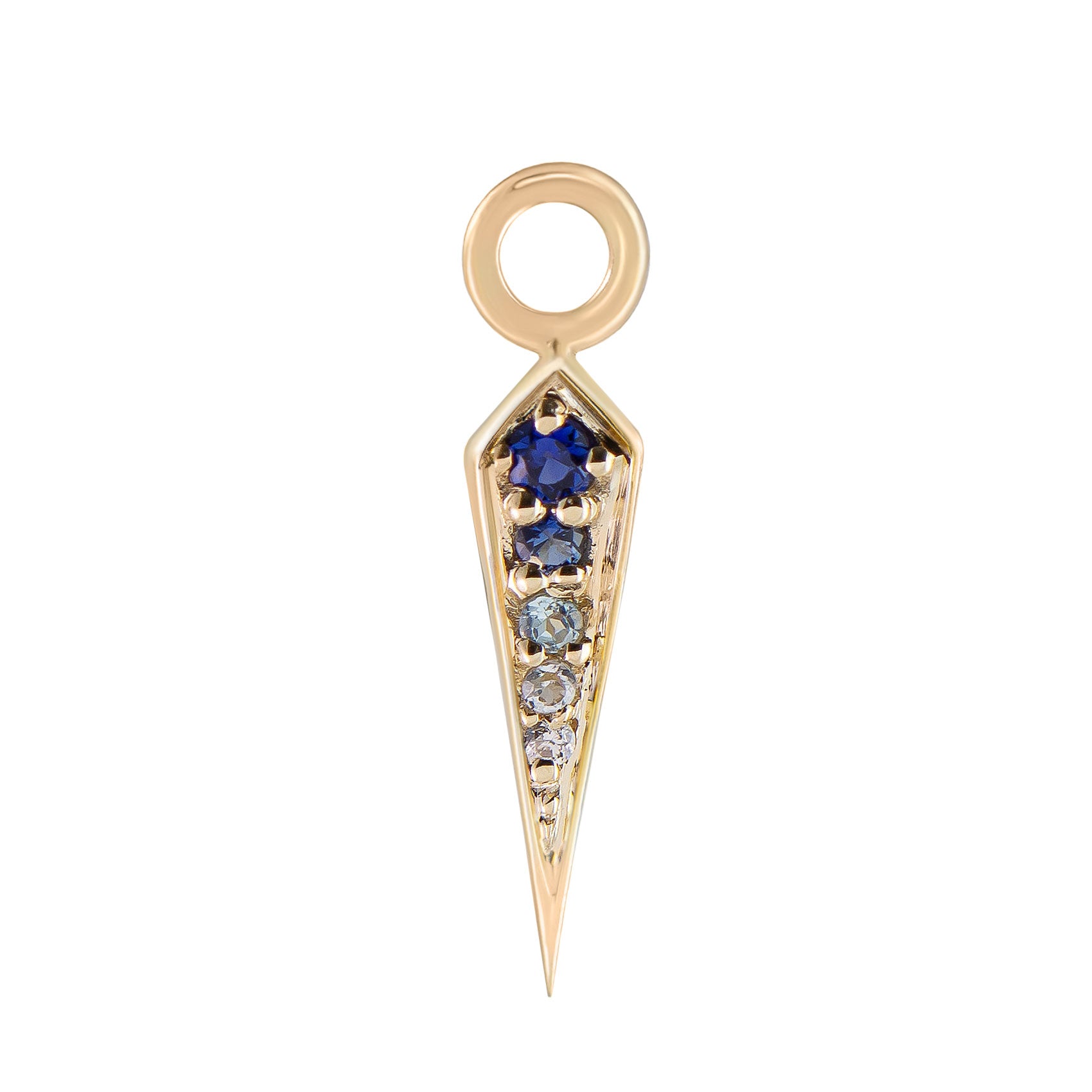 Métier by tomfoolery Gemstone Long Point Rhombus Plaques. Solid 9ct Yellow Gold. Blue Sapphires.