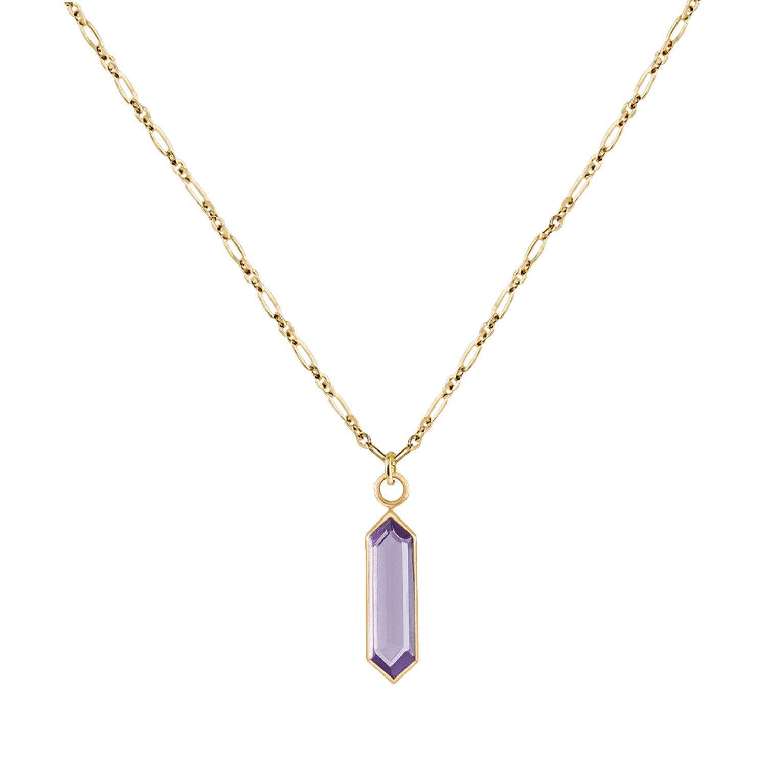 Metier by tomfoolery adjustable roma chain with lilac amethyst hexa plaque