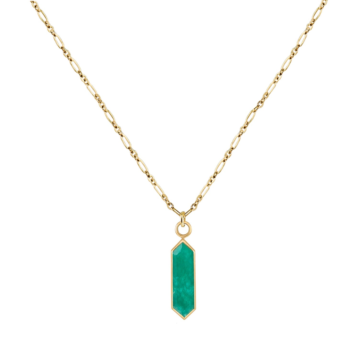 Roma Adjustable Chain Necklace + Emerald Quartz Hexa Plaque