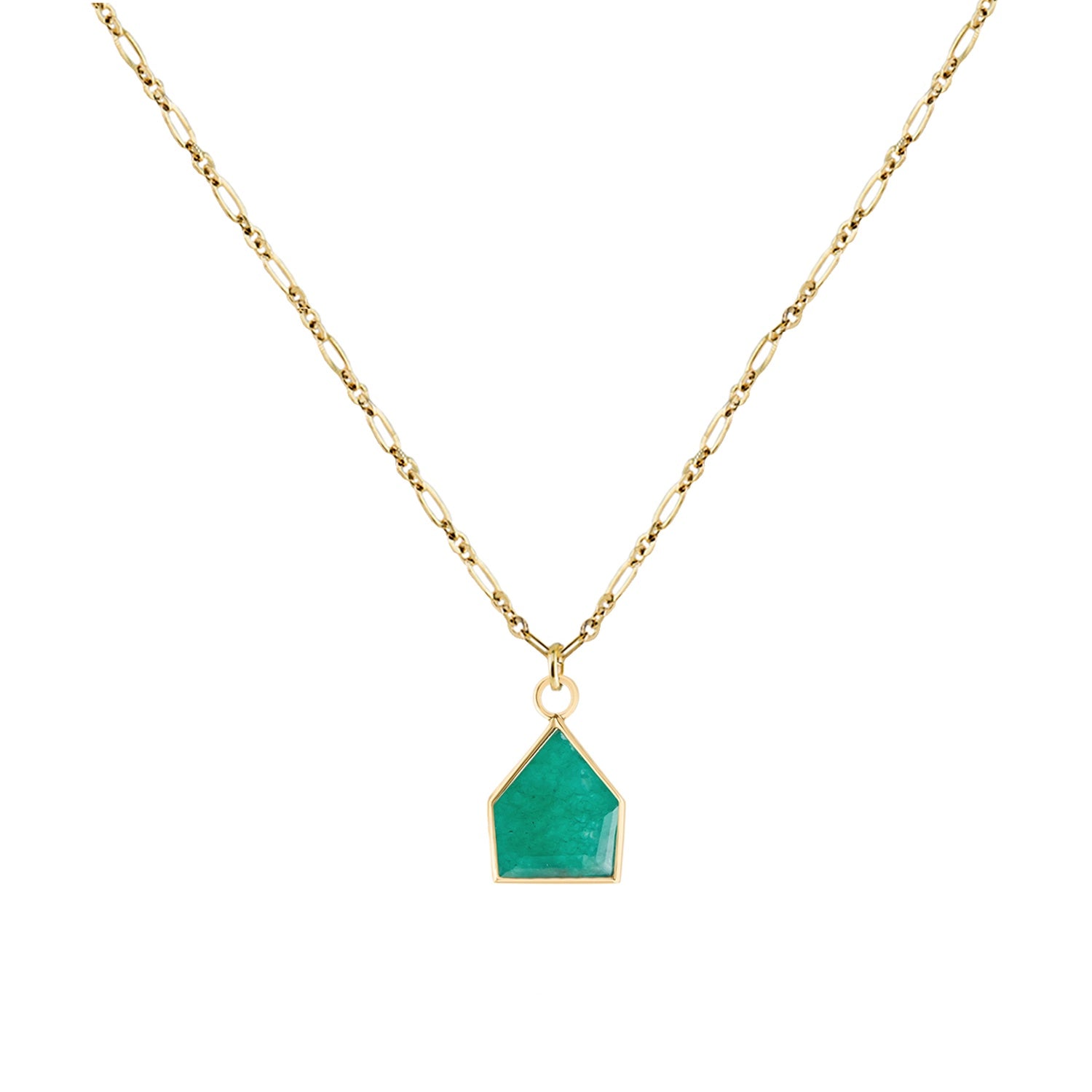 Roma Adjustable Chain Necklace + Emerald Quartz Maison Plaque