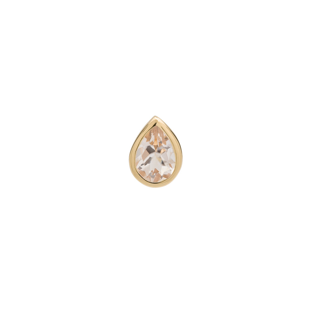 Metier by tomfoolery Bezel Set Pear Gemstone Stud 9ct yellow gold with morganite