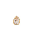 Metier by tomfoolery Bezel Set Pear Gemstone Stud 9ct yellow gold with morganite