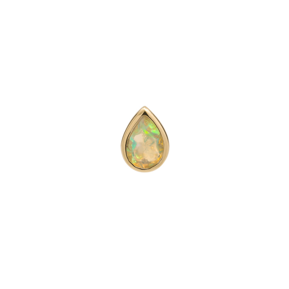 Metier by tomfoolery Bezel Set Pear Gemstone Stud 9ct yellow gold with opal